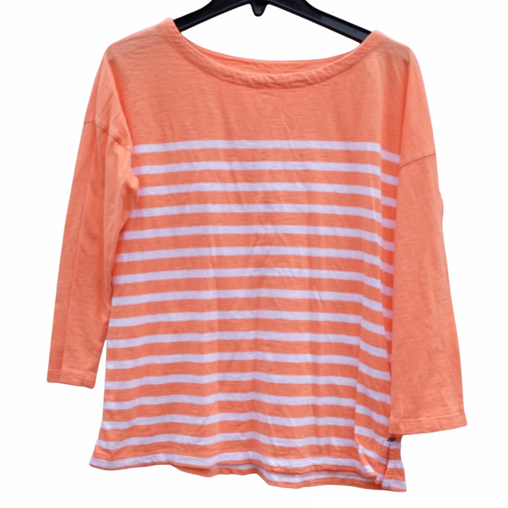 Old Navy Relaxed Modal Striped Lightweight 3/4 Sleeve Boat Neck Pullover Shirt M